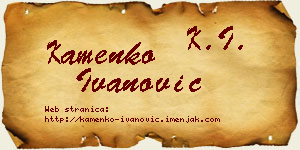 Kamenko Ivanović vizit kartica